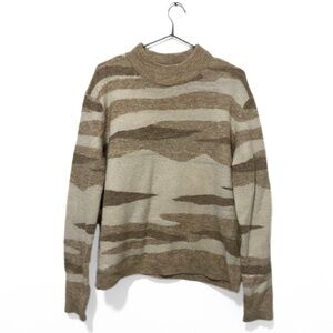Wilfred | Aritzia White/Tan Patterened Alpaca/Wool CrewNeck Knit Sweater Size XS